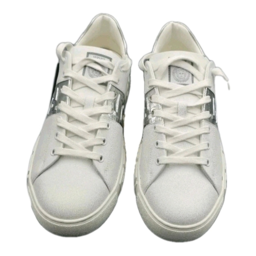 Versace Croc-Print Wht Silver Leather (Unisex) Snkers EU 40 /US Mens Sz 7 Wmns 9 - Picture 4 of 11